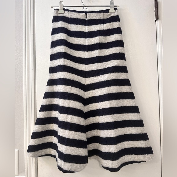 Nicholas Women’s Wool Striped Flare Skirt Navy & Cream US 2 - Picture 4 of 14